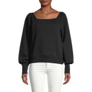 Rebecca Minkoff Women's Ariel Square Neck Puff Balloon Sleeve Sweatshirt L